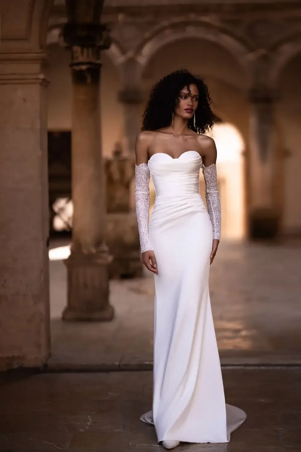 Preston luxurious satin fitted wedding dress Dotty Bridal